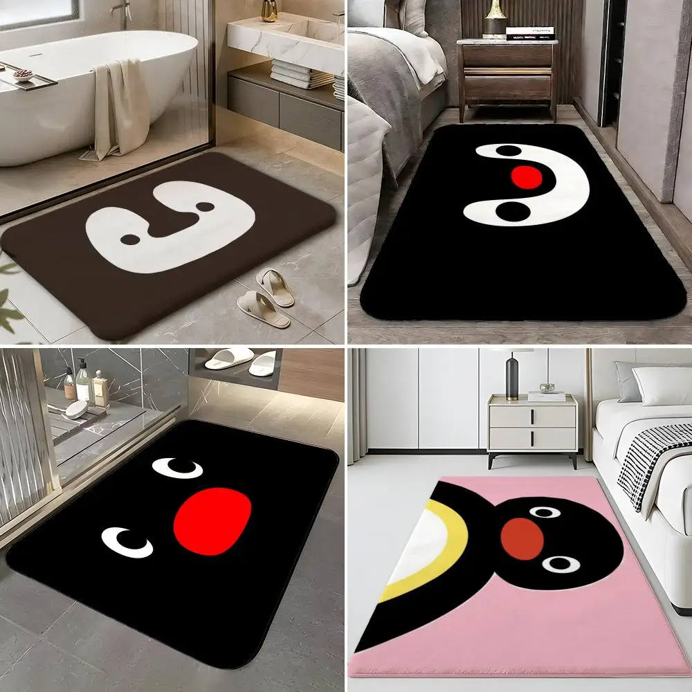Pattern B-Black Penguin Floor Mat Soft Flannel Entrance Door Mat Non Slip Absorbent Bathroom Bedroom Floor Rug