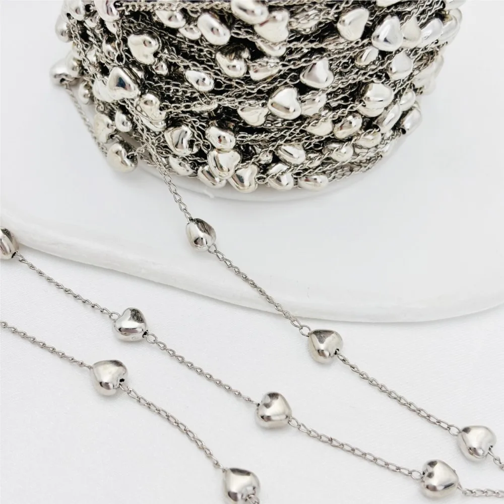 1 متر 6 مللي متر CCB القلب ستار حبة النحاس سلسلة ل سوار قلادة خلخال نظارات مكافحة زلة سلاسل DIY بها بنفسك اليدوية صنع المجوهرات #5