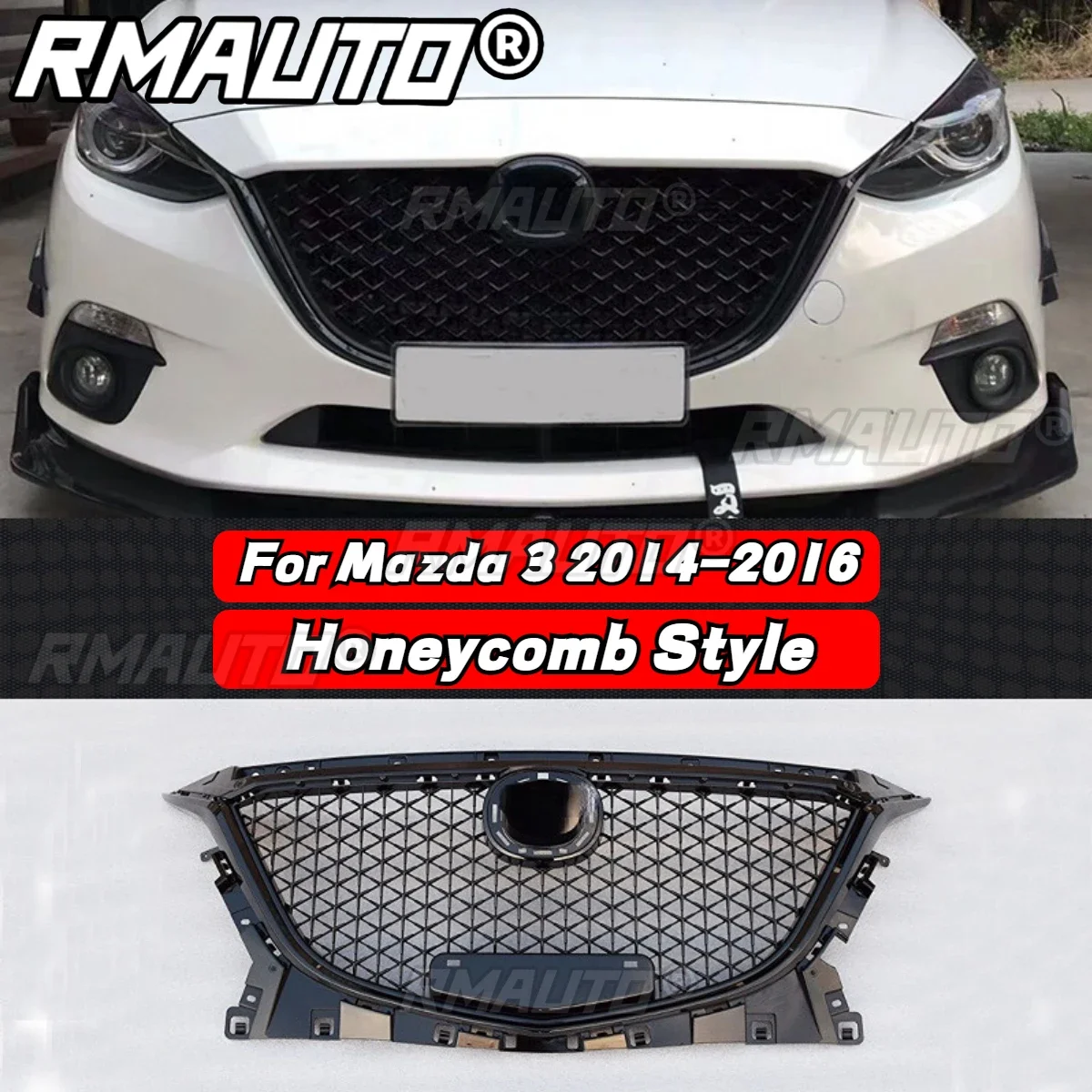 Para Mazda 3 Axela 2014-2016 rejilla de parachoques delantero parrilla de carreras panal estilo diamante Kit de carrocería para Mazda 3 Axela accesorios de coche