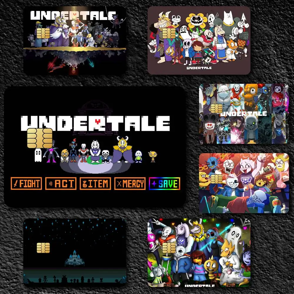 Game U-Undertale Toby Fox Film Skin Cover Credit Card Stickers 4PCS Debit Front Decoration Bank Bus Pass Waterproof