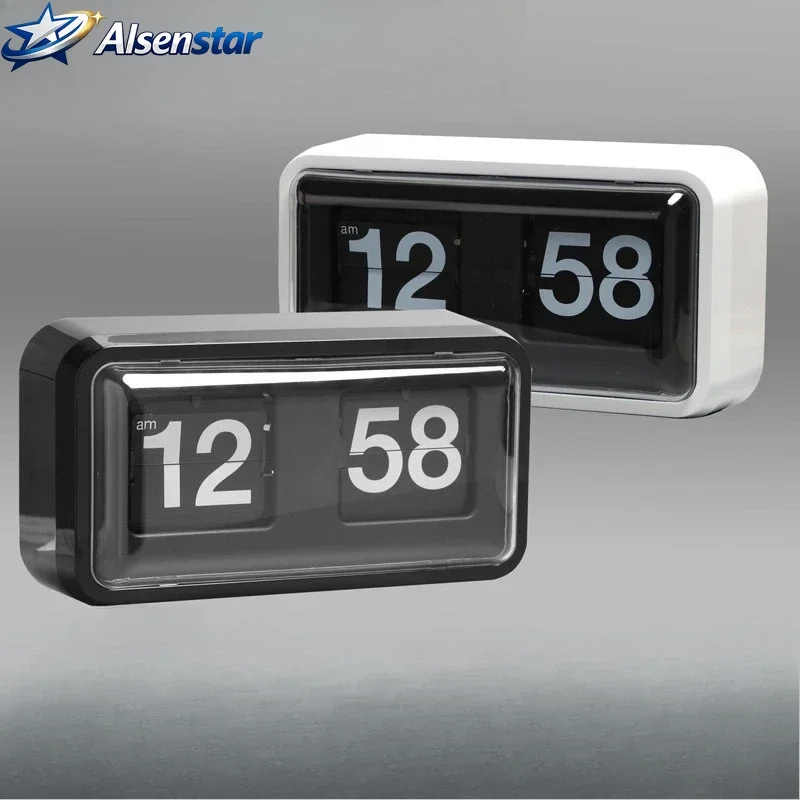 

Japanese Style Modern Minimalist Flip Clock Transparent Box Design Black White Table Clock/Desk Clock for Living Room Decoration