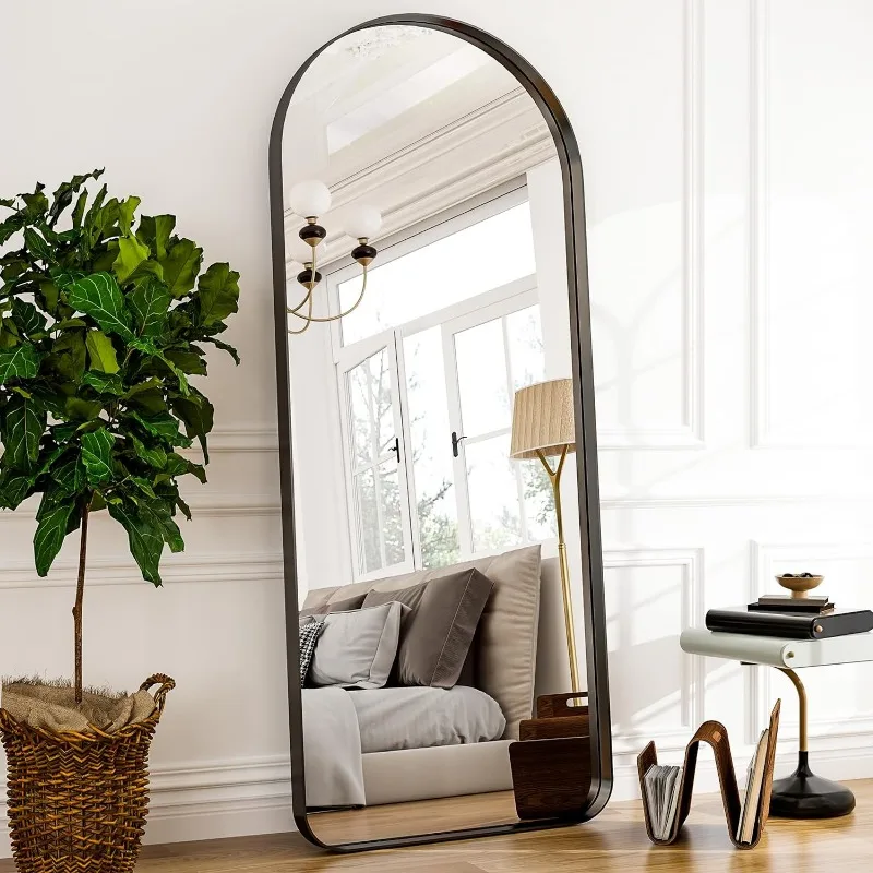 Arched Corpo inteiro Wall-mounted Floor Mirror, Alumínio Alloy Frame, Full Body Mirror para Banheiro e Sala de estar, 21 em x 64 em