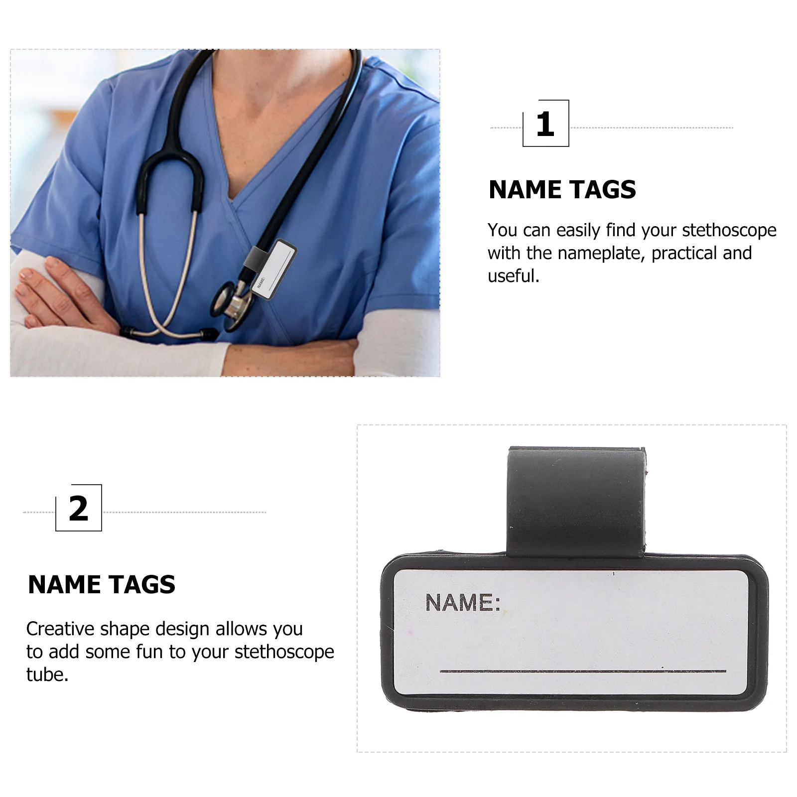 

5Pcs Stethoscope Name Id Identification Tag Clip Plastic Write Both Sides Tight Hold Replacement for Stethoscope Tube
