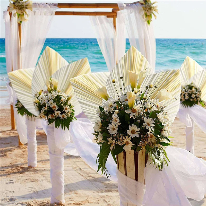 Folhas de palmeira secas brancas grandes A24P - qualidade premium - 18 peças elegantes e modernas boho para decoração de casa e casamento - arte de parede