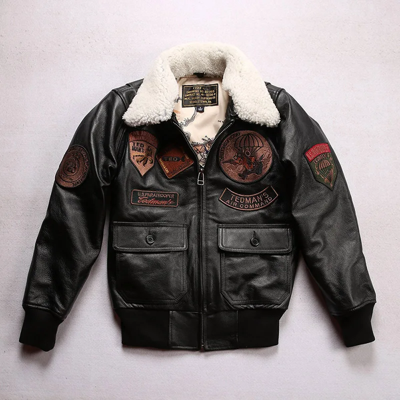 2024 New Fashion G1 Genuine Leather Flight Suit Jacket Women's Detachable Wool Lamb Collar 11Marks Cowhide Leather Jackets