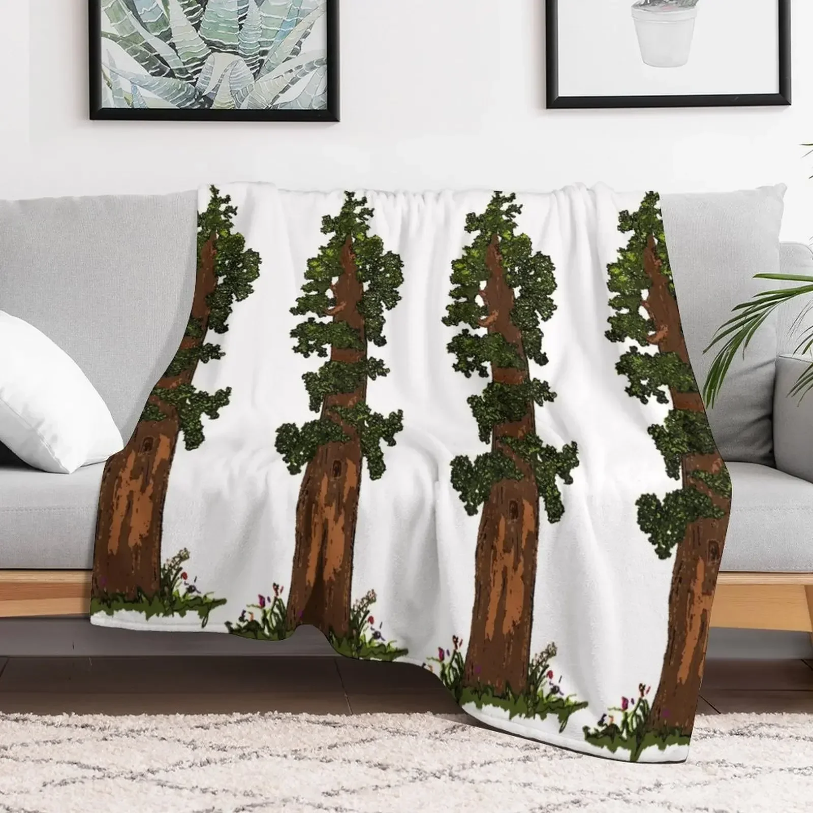 Giant Sequoia Tree Throw Blanket Shaggy Flannel Fabric For Sofa Thin Luxury Brand Blankets