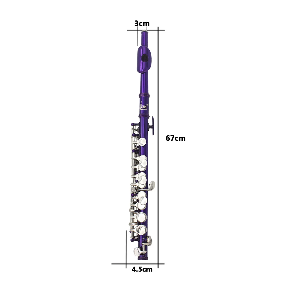 SLADE Purple Piccolo Standard White Brass Body C Key Piccolo Set for Student Beginner with Box Gloves Cork Screwdriver Parts