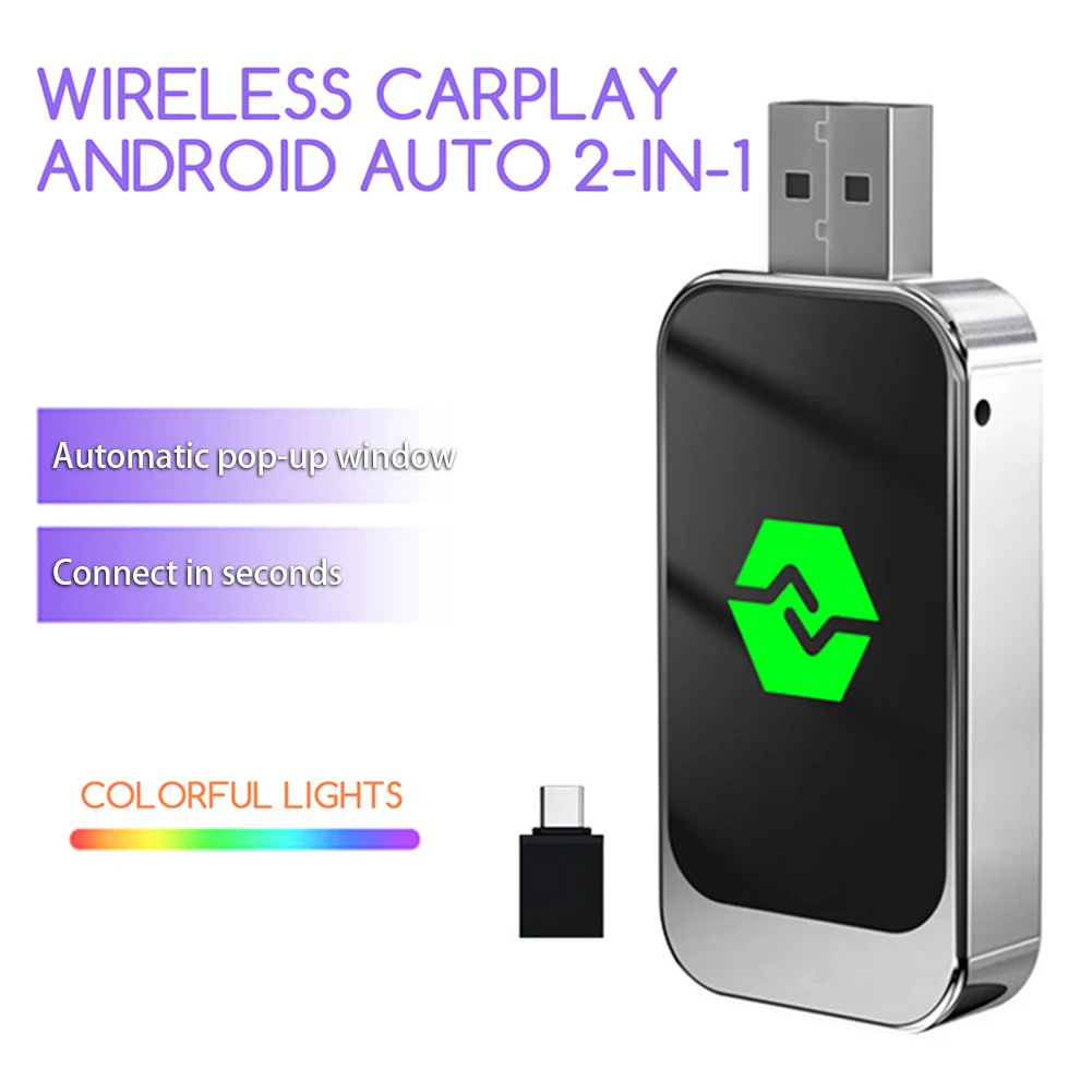 

Pro 2 in 1 Wireless CarPlays Androids Auto Adapter Convert Wired Carplays to Wireless Adapter for Auto Truck