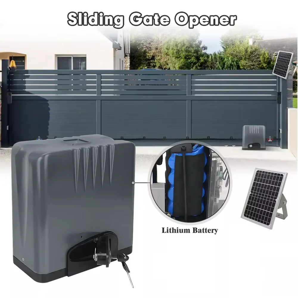 1000KG Load Automatic Sliding Gate Opener Kit – AC/DC Gate Tractor Closer, 4m Steel Racks Included, WiFi Control as Option