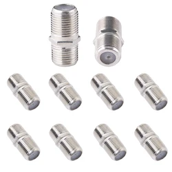 10 Pcs RG6 Coax Cable Extender F-Type Silvery Plated Adapter Female to Female for TV Cables, Satellite Receiver, VCR ect.