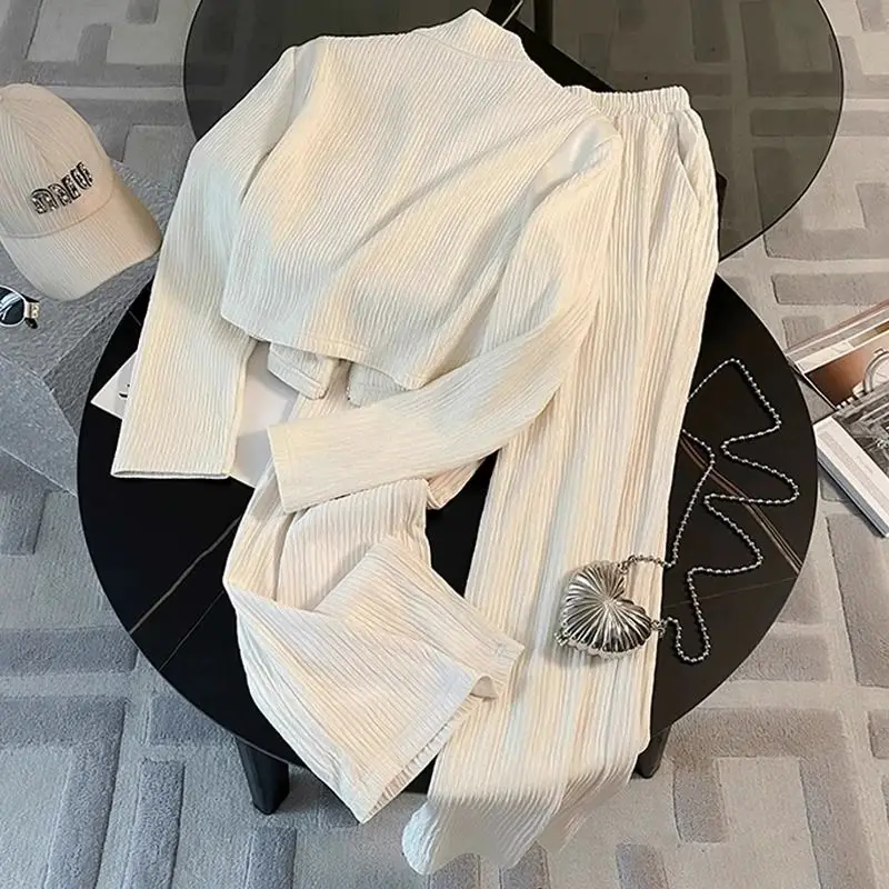 Spring and Autumn Pairing Complete Fashion Sports Set Women\'s High End Sense Coat, Casual Wide Leg Pants Two Piece Set for Women