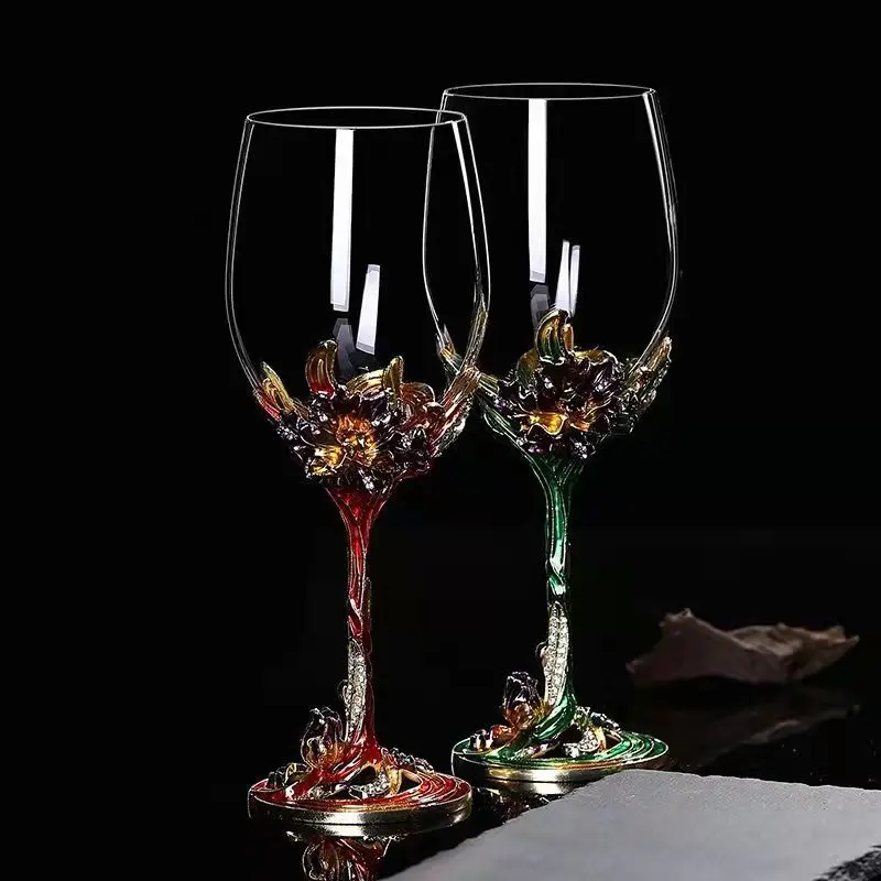 Creative Enamel Iris Glass Cup Unique Mug Champagne Flutes Crystalline Party Gift Toasting Glass Goblet Crystal Anniversary