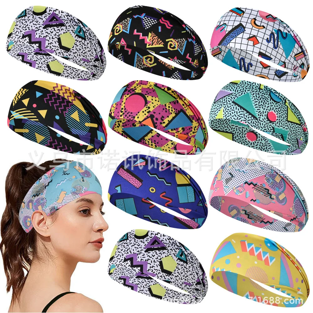 Vintage Athletic Headband Retro Elastic Sweatband Sports Hair Band Non-slip Breathable Fitness Running Yoga Outdoor Sports