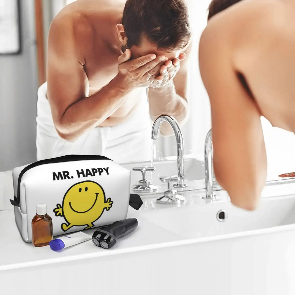 Mr. Men Cute Little Miss Popular Makeup Bag Cosmetic Organizer Storage Dopp Kit Toiletry Cosmetic Bag for Women Beauty Travel
