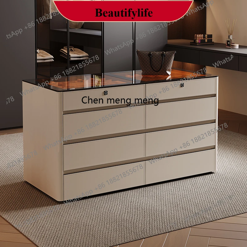 

Q178 От пола до потолка шкаф для ювелирных изделий дизайнерский многофункциональный шкафчик седло кожаный средний островной шкаф из массива дерева