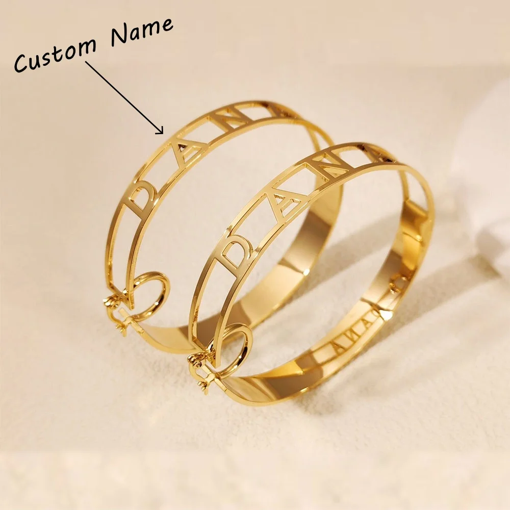 

Customized Name Hoop Earrings Personalized Hoop Earrings 18K Gold Plated Big Hoops Custom Gifts for Mom Grandma Women Jewelry