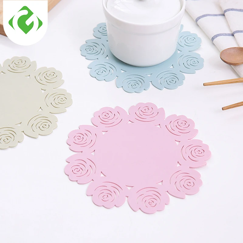 Tableware Mat Coaster Cup Flower shape Mats Pad Heat-insulated Bowl Placemat Home Decor Desktop Heat resistant table top L and S