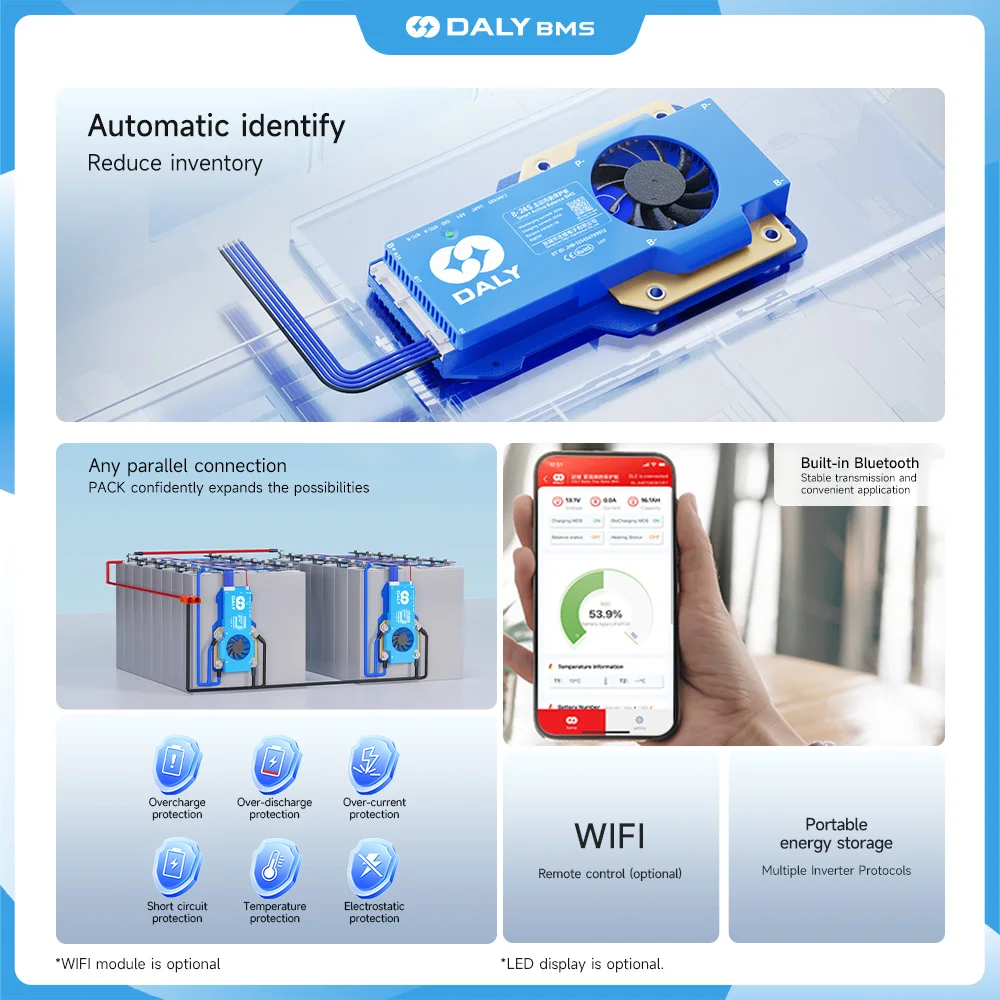 DALYBMS 250A 300A 400A 500A DALY Bms Smart BMS 4S 12V 8S 24V 1A Active Balance bms for lifepo4 lithium ion battery RS485 CAN image 4