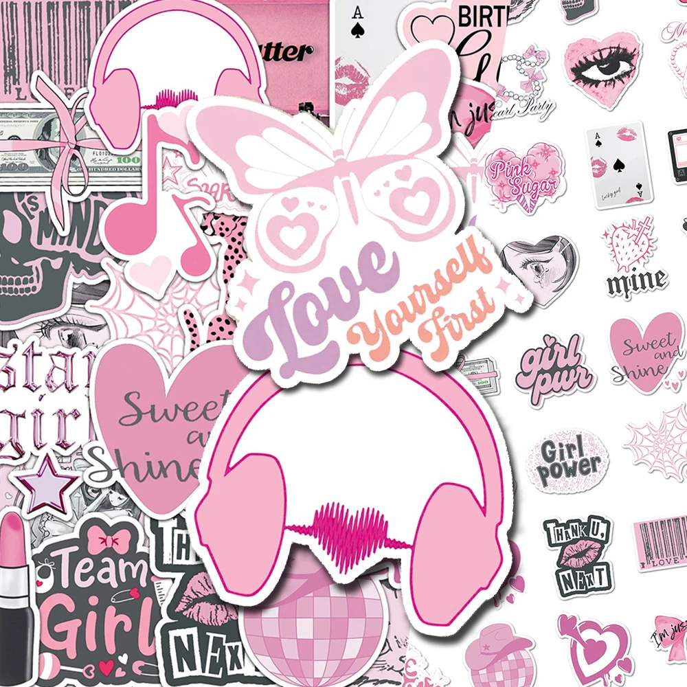 

10/30/50pcs Cartoon Cute Pink Aesthetic Stickers Kawaii Girl Gift Decals Toy DIY Stationery Phone Laptop Decoration Sticker Pack