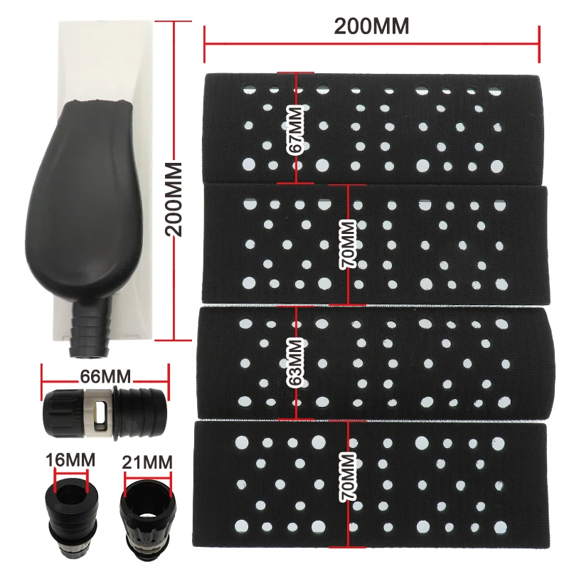 70*200MM Multi-Hole Sanding Block Kit 11Pcs with Mesh Sandpaper and Replacement Board for Dust-Free Wood Polishing Car Detailing
