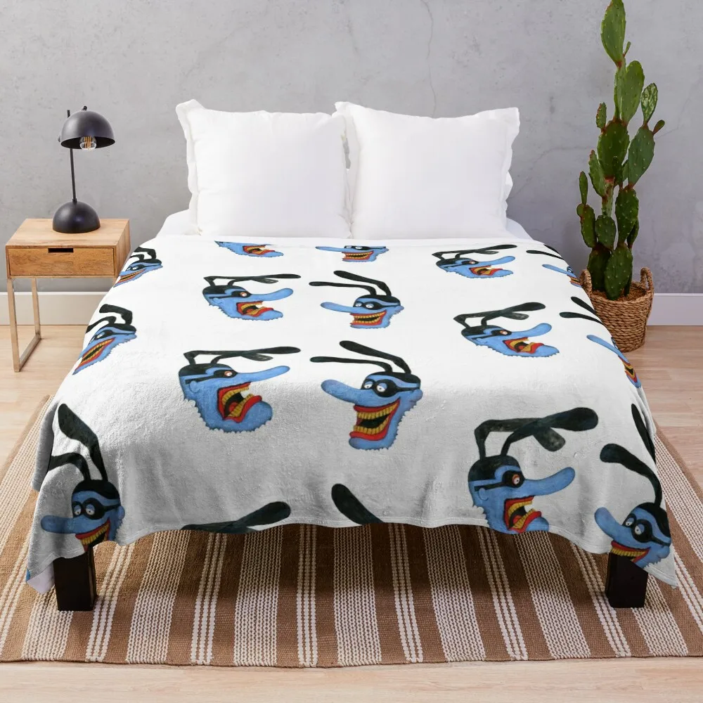 Yellow submarine, Blue meaniens Throw Blanket Travel Soft Hair Blankets