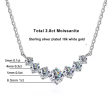 Elegant White Gold Necklace Sterling Silver 18k Wedding Cert - 2.8ct