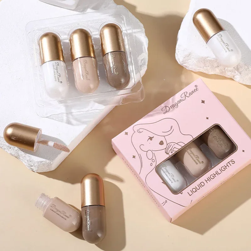 3 pçs/caixa fosco contorno bronzer vara líquido alto brilho marrom nariz sombra creme iluminar corretivo destaque fundação maquiagem