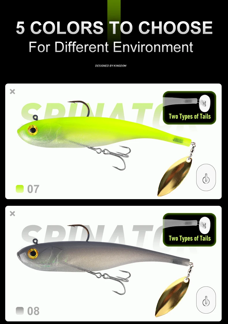 KINGDOM SPINATOR 150mm 47g Weicher Angelköder, Sinkender Swimbait, Spinner-Schwanz, Vibrationsköder für Barsch, Hecht und Raubfische – Detail 10