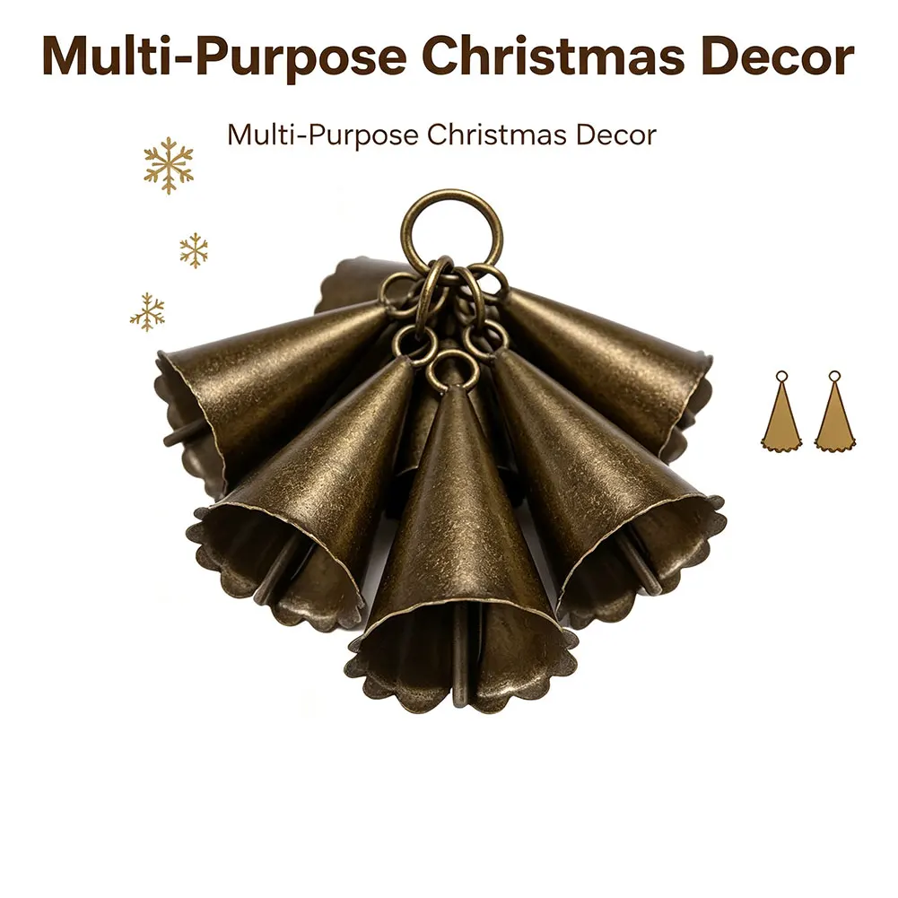 20pcs Antique Bronze Iron Bells Small Wind Chimes For Christmas Home DIY Craft Decoration Metal Hanging Ornaments Garden Yard