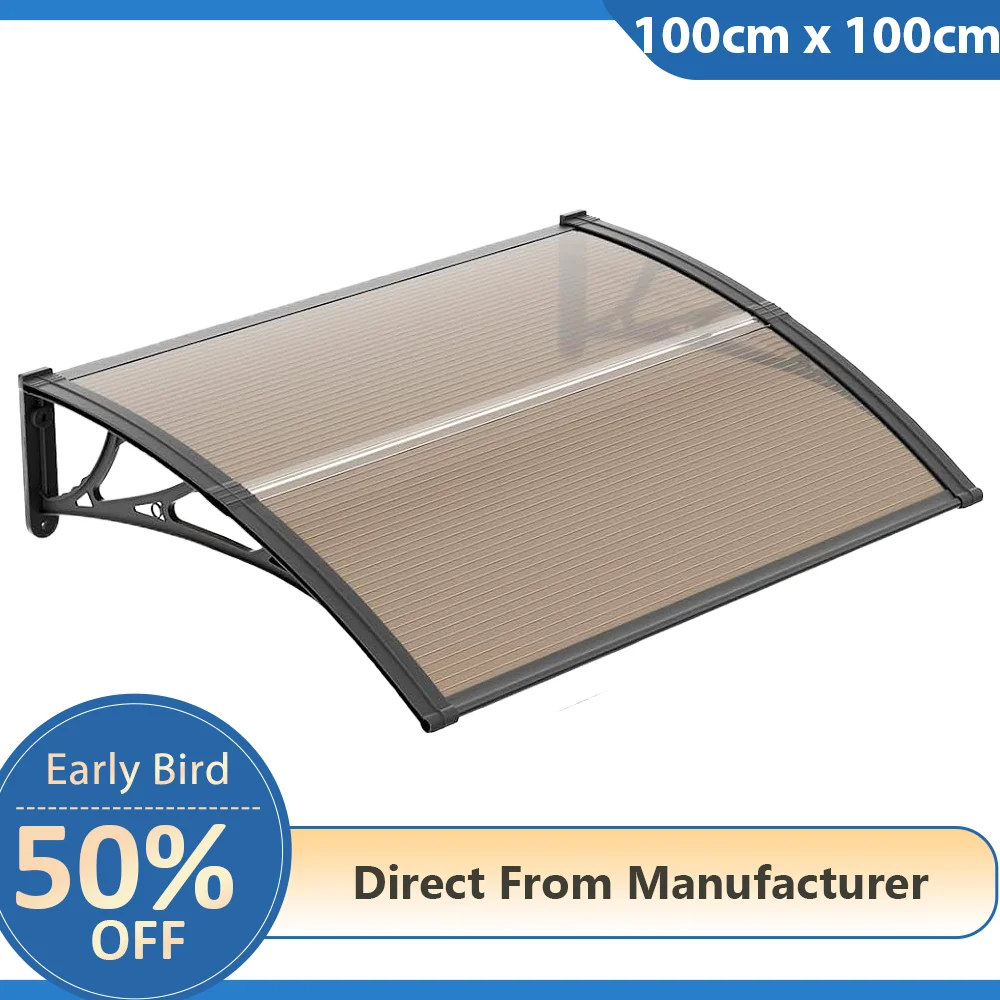 

40x40 Inches Window Door Awning Canopy UPF 50+ Polycarbonate Entry Window Awning Front Door Overhang Awning for Sun Shutter