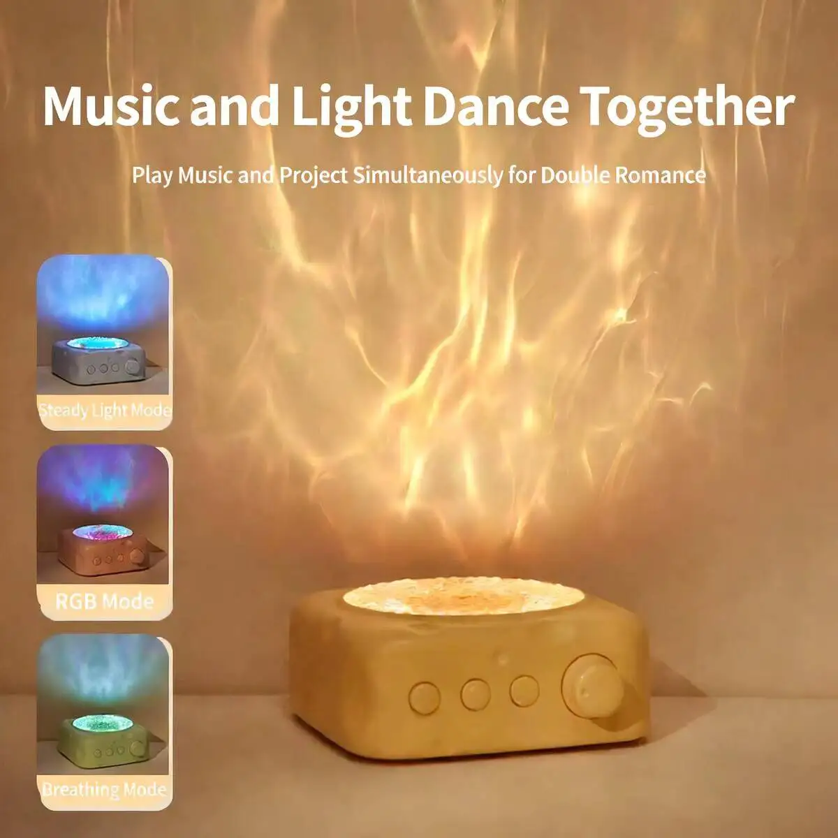 New Creative Cheese Mini Bluetooth Speaker HiFi Subwoofer Portable Water Ripple Projection Ambient Light for Desktop Decoration