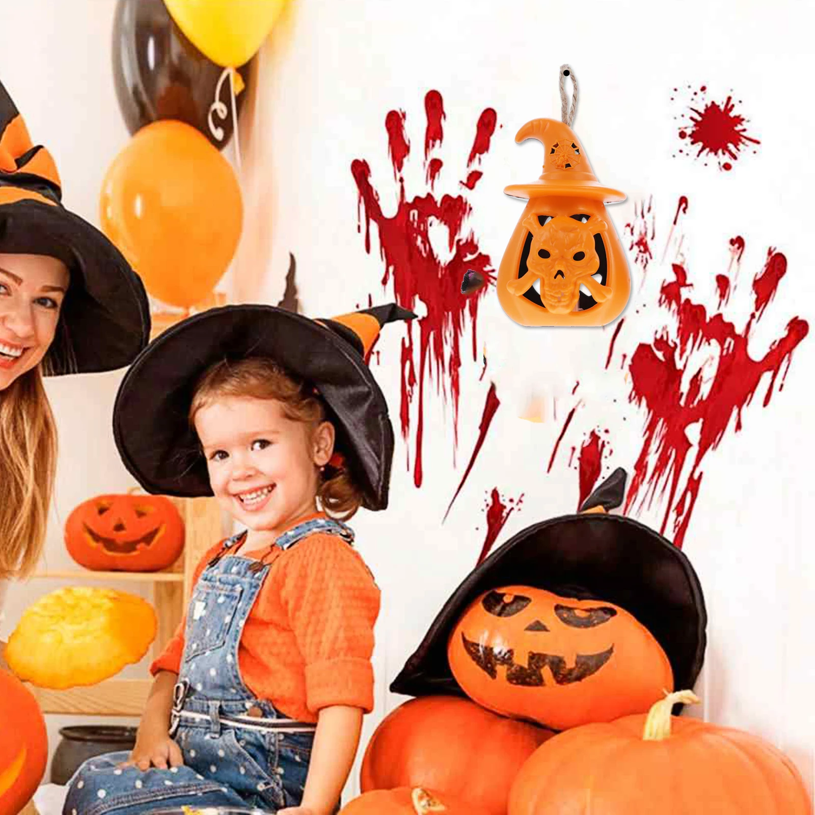 

2pcs Halloween Pumpkin Lamp Luminous Hanging Light Festival Decorative Lantern Portable Night Light For Party Hotel Shop