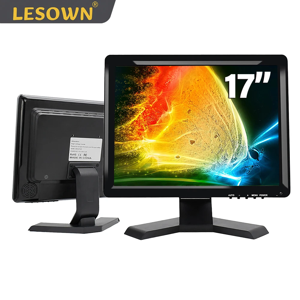 LESOWN FHD 1280x800 IPS Second Screen Industrial Monitor 17 inch Capacitive Touch VGA USB LCD Display for Desktop Computer