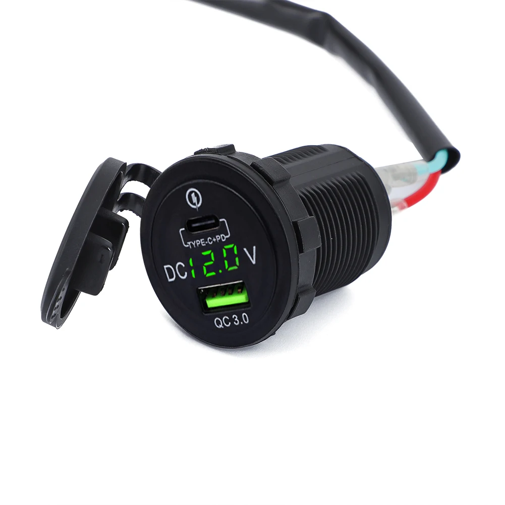 Motorcycle Camera Cellphone TYPE-C USB Fast Charger with Relay For Kawasaki Versys 650 Ninja400 Ninja650