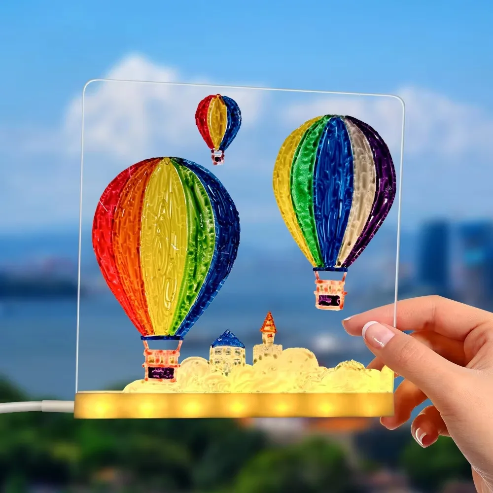 LED Note DIY Acrylic Message Children‘s Drawing Board With Night Light Colorful Pens Kids Persent Birthday Gift_maomaolike.com