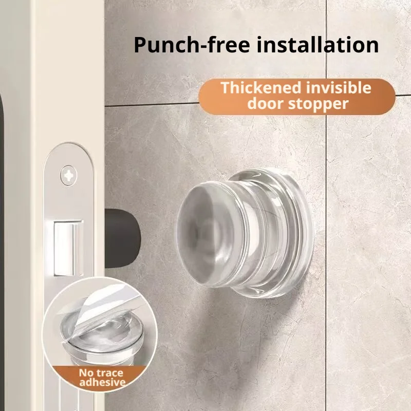 No-Drill Transparent Silicone Door Stopper 1-8Pcs, Anti-Bump Pad Home Office Safety Protection Door Dodgers Set