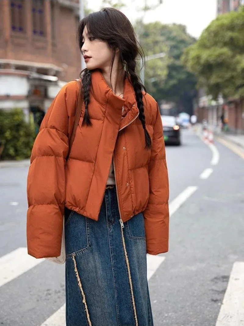 

Korean Opera Orange Cotton Women Vintage Hat Solid Warm Loose Short Drawstring Light Sweet Temperament Simple Advanced Coat Top