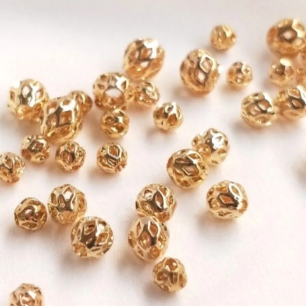 

Медь 14-каратного золота, свободная бусина, полые бусины, сетчатый разделитель, круглая бусина, браслет ручной работы, ювелирные аксессуары