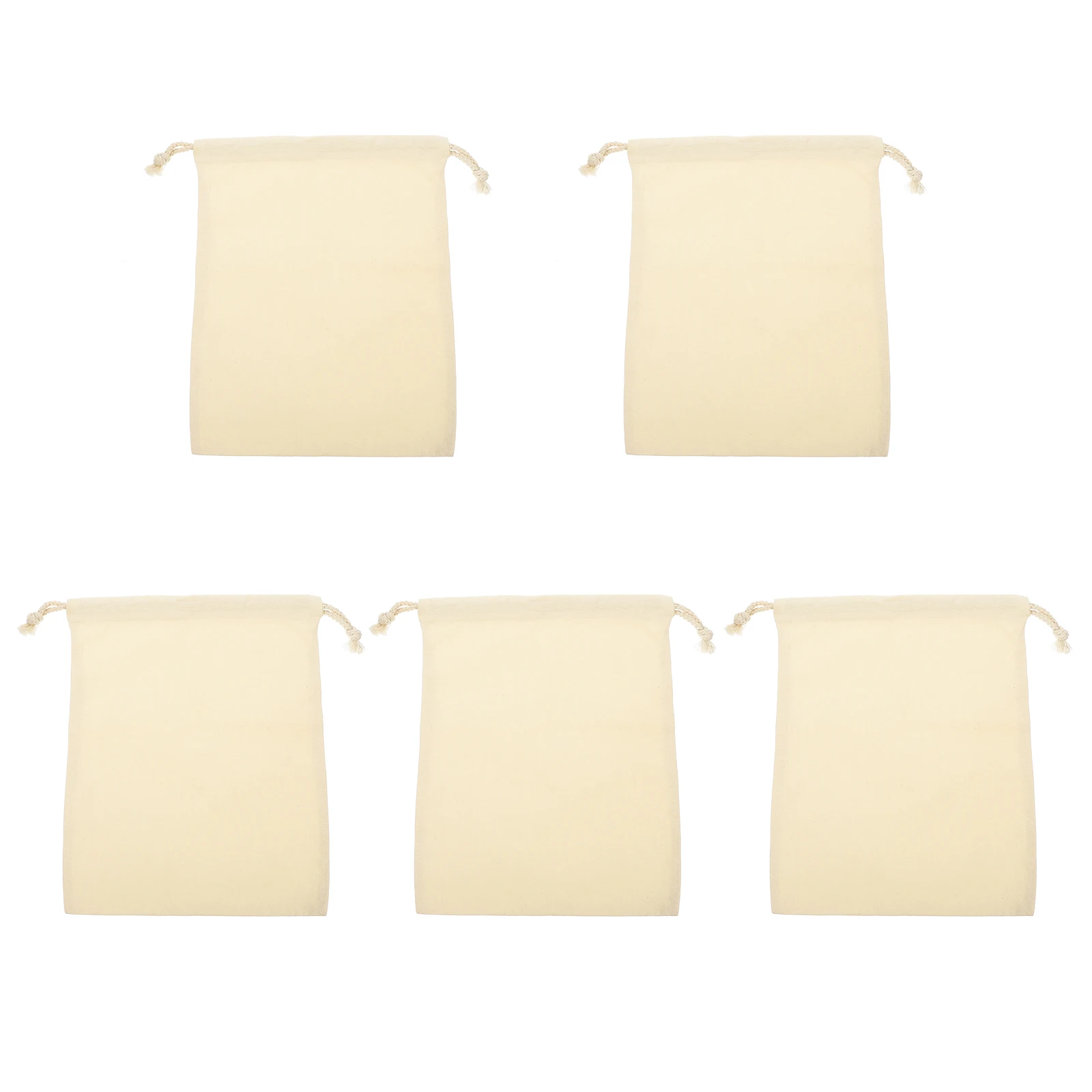 

5pcs Blank Canvas Drawstring Bags Reusable Fabric Storage Pouch For Diy Painting Embroidery Thermal Transfer Multifunctional