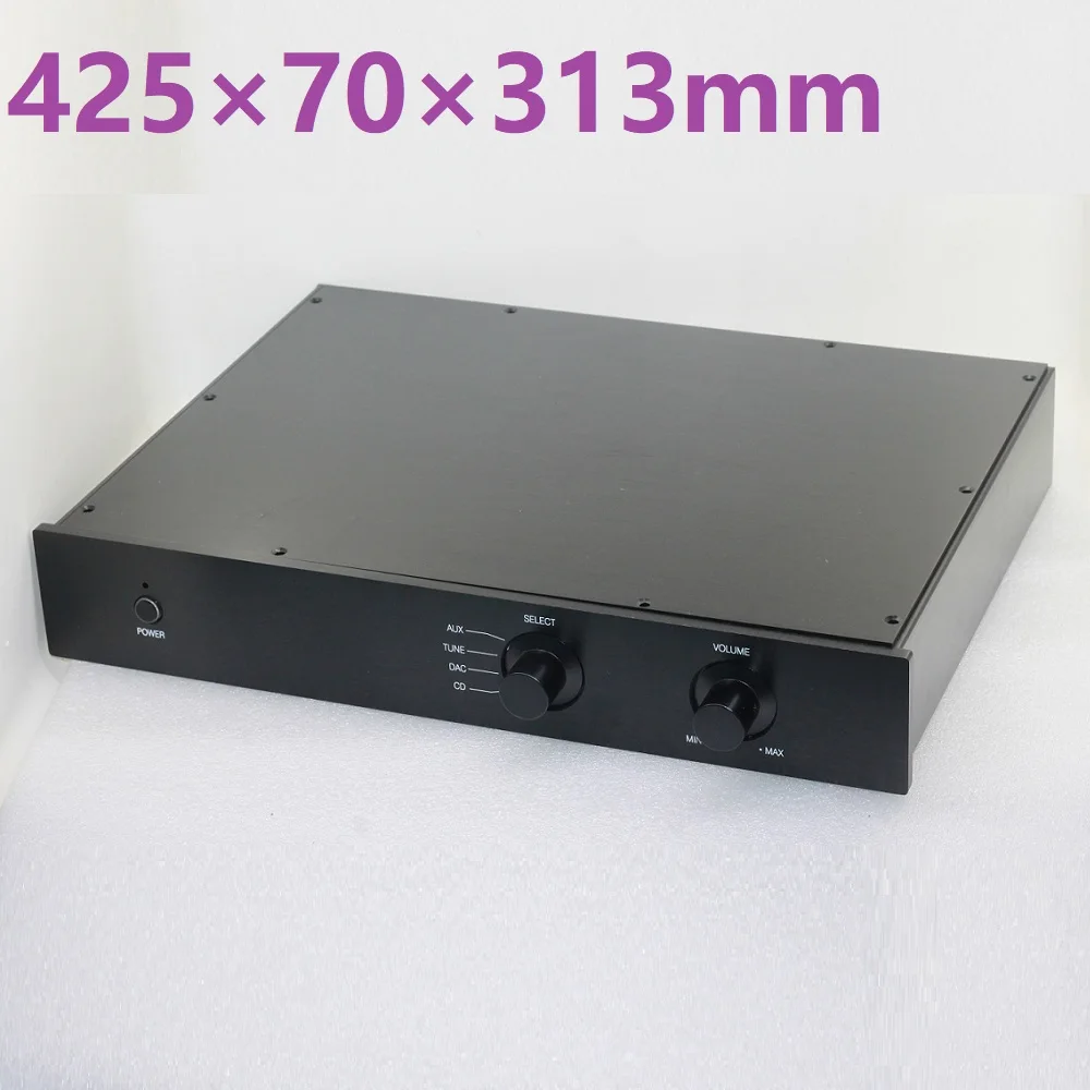 

425X70X313mm Anodizing Aluminum Case Preamp Tube Amplifier Chassis Transformer Enclosure Dual Control DAC Decoder Shell Rear Box