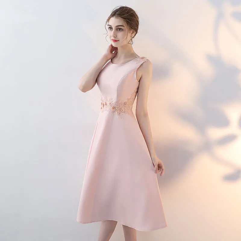 DongCMY Luxury Evening Dresses 2024 New Pink Party Dress Korean Medium Length Elegant Bridesmaid Gown For Women