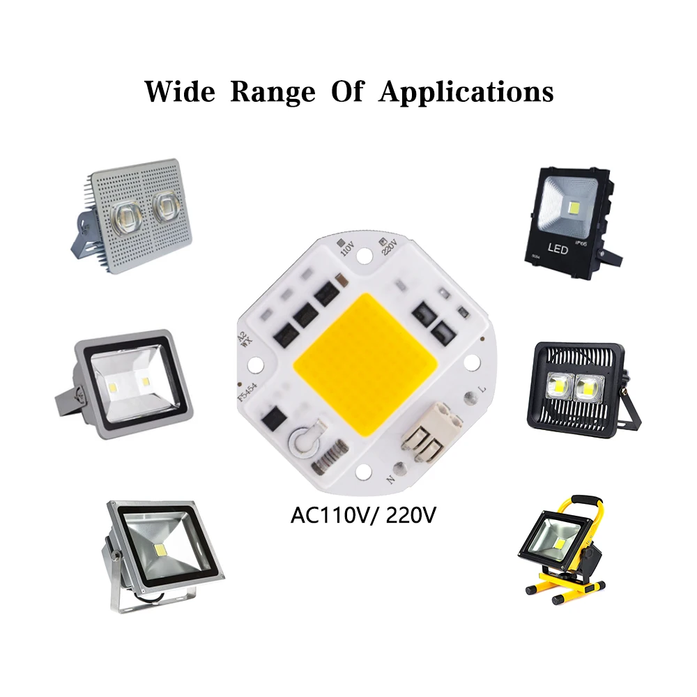 Chip LED COB de alta potencia, foco reflector sin necesidad de controlador, lámpara LED, iluminación artesanal, 10 piezas, 110V, 220V, 50W, 70W, 100W