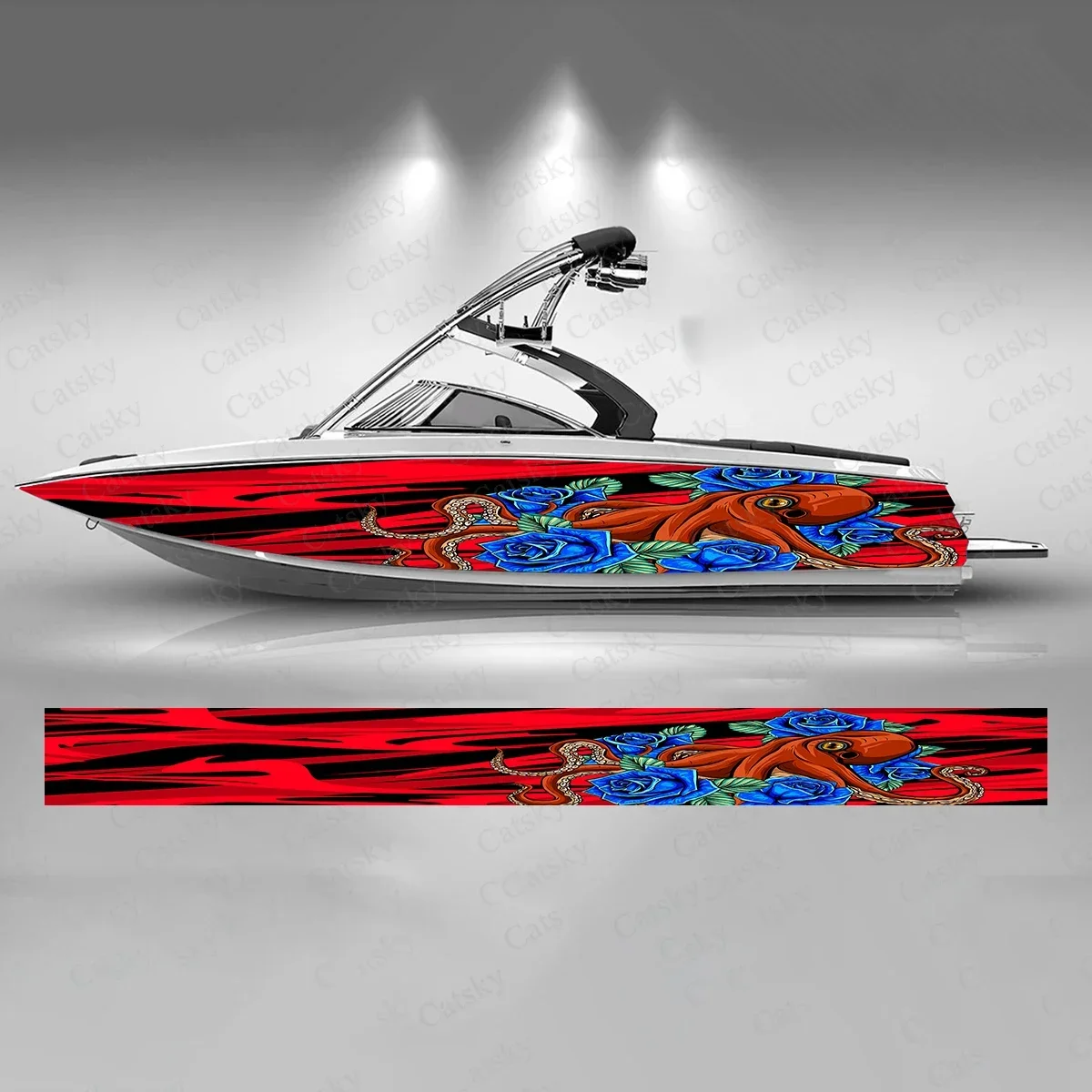 Sea Octopus Design Boat Sticker Fashion Custom Fish Boat-Sticker Vinyl Waterproof Boat Wrap Graphic Boat Wrap Decal