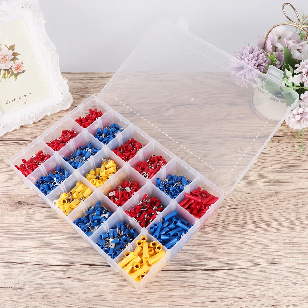 

1300pcs Pvc Heavy Duty Cable Closed Ends Tubular Ring Terminal Connectors Durable Solderable Bare Eyelets For Automotive