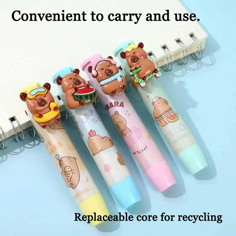 Kawaii 1 pcs Cute Capybara Push-type Eraser The Rubber Eraser Funny School Stationery Supplies 2024 Stationery office & Gifts