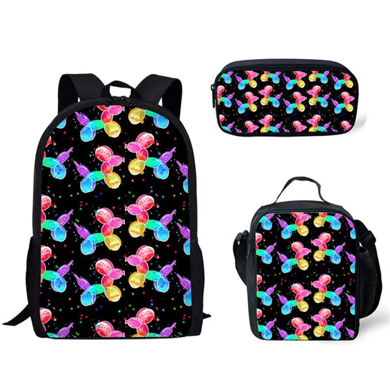 3pcs School Bags Set for Teenage Girls Back Pack Cute Balloon Dog Print School Backpack Children Schoolbag Kids Book Bag Bagpack