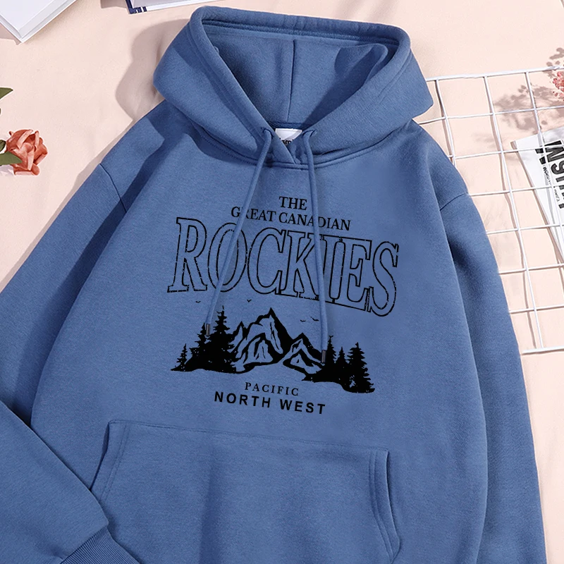 

Rockies Printed For Men Hoodies Harajuku Fleece Sweatshirt Causual Versatile Simple Hooded Unique Trendy Pocket Comfy Clothes