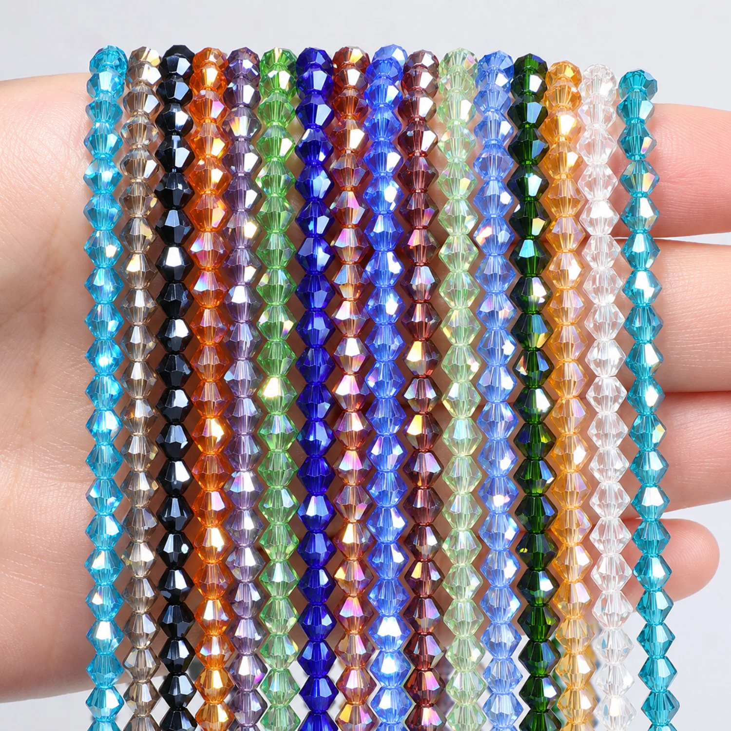 2 Strands AB Color Austrian Bicone Crystal Beads 4mm Faceted Loose Spacer Glass Beads For Jewelry Making Diy Accessories 15