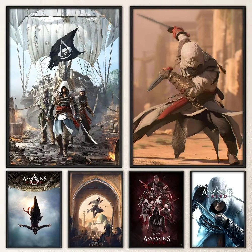 A-AssassinS C-Creed Game Self-adhesive Poster Fancy Wall Sticker for Living Room Bar Vintage Decorative Painting Middle