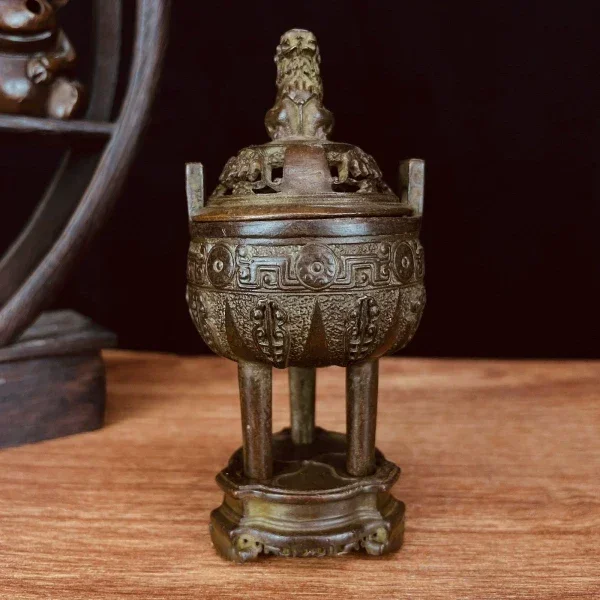 Collection Copper Two Ears Three Legged Tripod Lucky Beast Lion Incense Burner